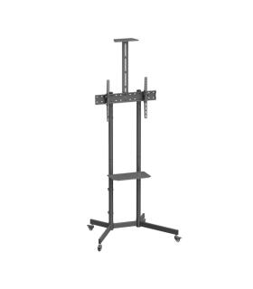 Aisens Soporte de Suelo ECO con Rueda - Bandeja para DVD y Soporte de Camara para Monitor/TV 45kg de 37-70 - Color Negro