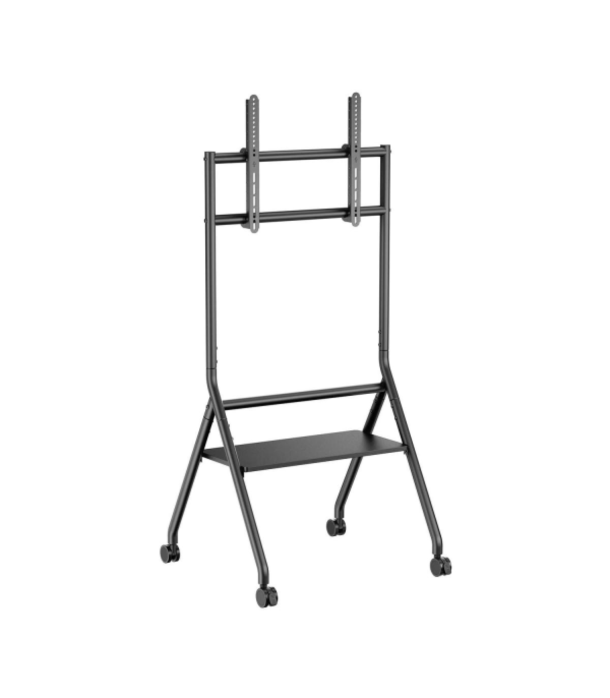 Aisens Soporte de Suelo ECO con Rueda - 1 Bandeja para Pantalla Interactiva/TV 80kg de 37-86 - Color Negro