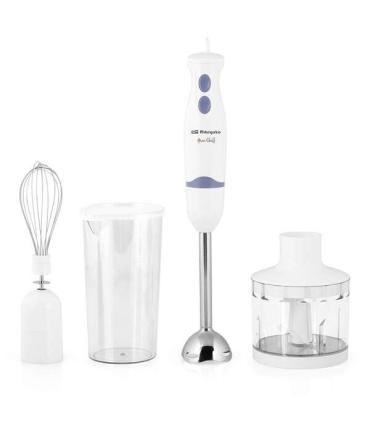 Orbegozo BT 1320 Batidora-Picadora Versatil - Potente Motor 400W - Hoja de Acero Inoxidable - Mango Ergonomico - Vaso Mezclador.
