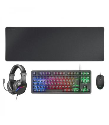 Mars Gaming MCP-RGB3 Combo Gaming 4en1 - Teclado TKL H-Mech LED FRGB - Raton Ultraligero RGB 3200 DPI - Auriculares Sonido Inmer