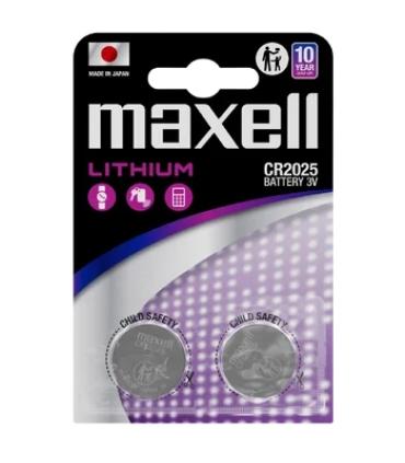 Maxell Pack de 2 Pilas Litio de Boton CR2025 3V