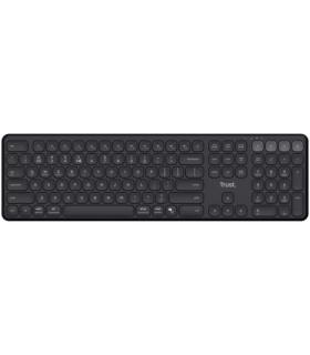 Trust Vaiya Teclado Multidispositivo Bluetooth - Conexion con hasta 4 Dispositivos - Teclas Perfil Bajo - Teclas Multimedia - Co