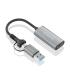 Aisens Conversor Aluminio USB-A+USB-C a HDMI 1080P@60HZ - USB-A/M+USB-C/M-HDMI/H - 15cm - Color Gris