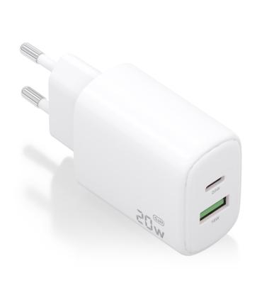 Aisens Cargador GaN 20W - 1xUSB-C PD3.0 - 1xUSB-A QC3.0 - Color Blanco