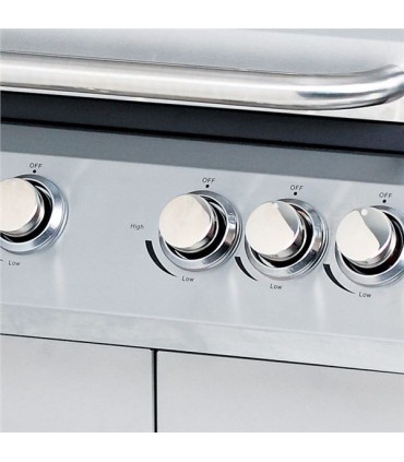 Muvip Barbacoa Gas Inox 5 Fuegos - Estructura Acero Inoxidable - 4 Fuegos Centrales + 1 Fuego Lateral - Rejillas Esmaltadas - Ba