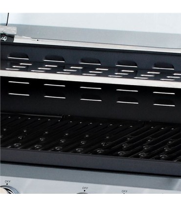 Muvip Barbacoa Gas Inox 5 Fuegos - Estructura Acero Inoxidable - 4 Fuegos Centrales + 1 Fuego Lateral - Rejillas Esmaltadas - Ba