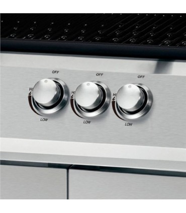 Muvip Barbacoa Gas Inox 4 Fuegos - Estructura de Acero Inoxidable - 3 Fuegos Centrales + 1 Fuego Lateral - 2 Rejillas Esmaltadas