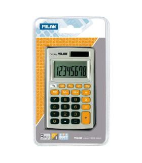 Milan Calculadora de Bolsillo 8 Digitos - 3 Teclas de Memoria y Raiz Cuadrada - Apagado Automatico - Incluye Funda - Color Gris.