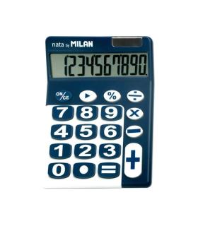 Milan Calculadora de Sobremesa 10 Digitos - Teclas Grandes - Apagado Automatico - Color Azul y Blanco