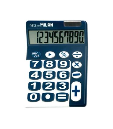 Milan Calculadora de Sobremesa 10 Digitos - Teclas Grandes - Apagado Automatico - Color Azul y Blanco