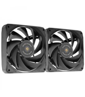 Mars Gaming MF-NCLX2 Kit de Ventiladores PWM - Aspas Hibridas - Rodamientos FDB de Cobre - Pads Antivibracion - Control Preciso.