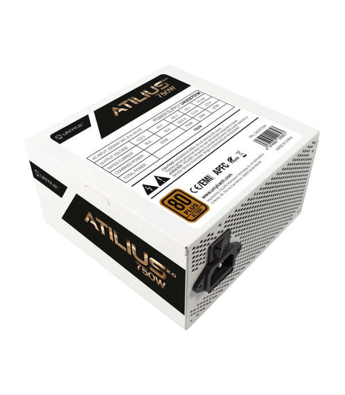 Unykach Atilius 2.0 White 750W 80 Plus Bronze Fuente de Alimentacion 750W ATX 2.3 - APFC - Ventilador 120mm