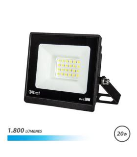 Elbat Foco LED Serie Super Slim 20W - 1800 Lumenes - 6500K Luz Fria - IP65 Para Uso en Exterior