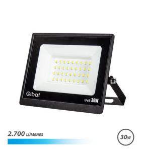 Elbat Foco LED Serie Super Slim 30W - 2700 Lumenes - 6500K Luz Fria - IP65 Para Uso en Exterior
