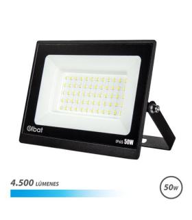 Elbat Foco LED Serie Super Slim 50W - 4500 Lumenes - 6500K Luz Fria - IP65 Para Uso en Exterior