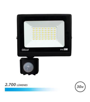 Elbat Serie Slim Foco LED 30W con Sensor de Movimiento - 2700 Lumenes - 6500K Luz Fria - IP44