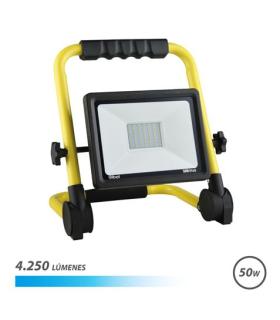 Elbat Foco LED con Soporte Plegable 50W - 4250 Lumenes - 6500K Luz Fria - Cable de 1.50m - IP65 para Uso en Exterior