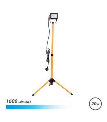 Elbat Foco LED con Tripode 20W - 1600 Lumenes - 6500K Luz Fria - Cable de 3m - IP65 para Uso en Exterior
