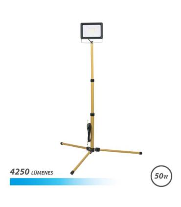Elbat Foco LED con Tripode 50W - 4250 Lumenes - 6500K Luz Fria - Cable de 3m - IP65 para Uso en Exterior