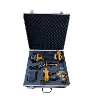 Blim Pack Radial a Bateria 20V 4Ah Velocidad 8500rpm Diametro Disco 115mm + Taladro Percutor 20V 4Ah Par Maximo 68Nm Velocidades