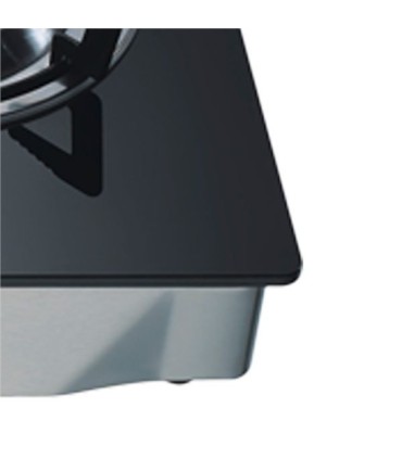 Muvip Cocina de Gas Inox 2 Fuegos - Cristal Templado - Encendido Piezoelectrico - Quemador de Hierro Fundido Desmontable