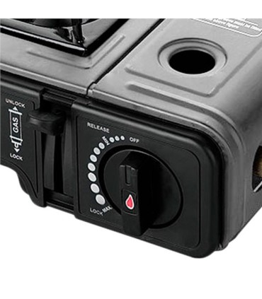 Muvip Cocina de Gas Portatil 1 Fuego con Adaptador de Botella Externa - Encendido Automatico - Quemador de Aluminio - Valvula Do