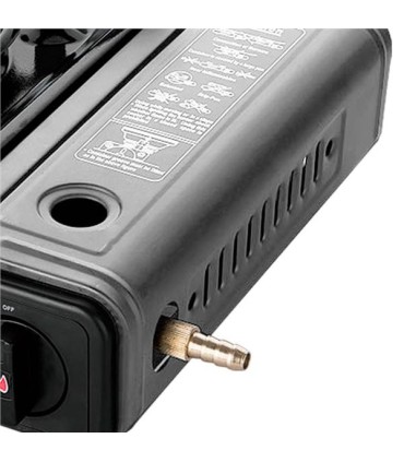 Muvip Cocina de Gas Portatil 1 Fuego con Adaptador de Botella Externa - Encendido Automatico - Quemador de Aluminio - Valvula Do