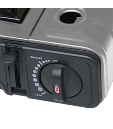 Muvip Cocina de Gas Portatil 1 Fuego - Encendido Automatico - Quemador de Aluminio - Valvula Doble Sellado - Maleta de Transport