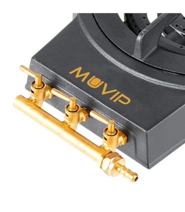 Muvip Fogon de Gas con 3 Distribuidores de Fuego - Llaves de Gas Independientes - 9kw de Potencia - Material: Hierro Fundido