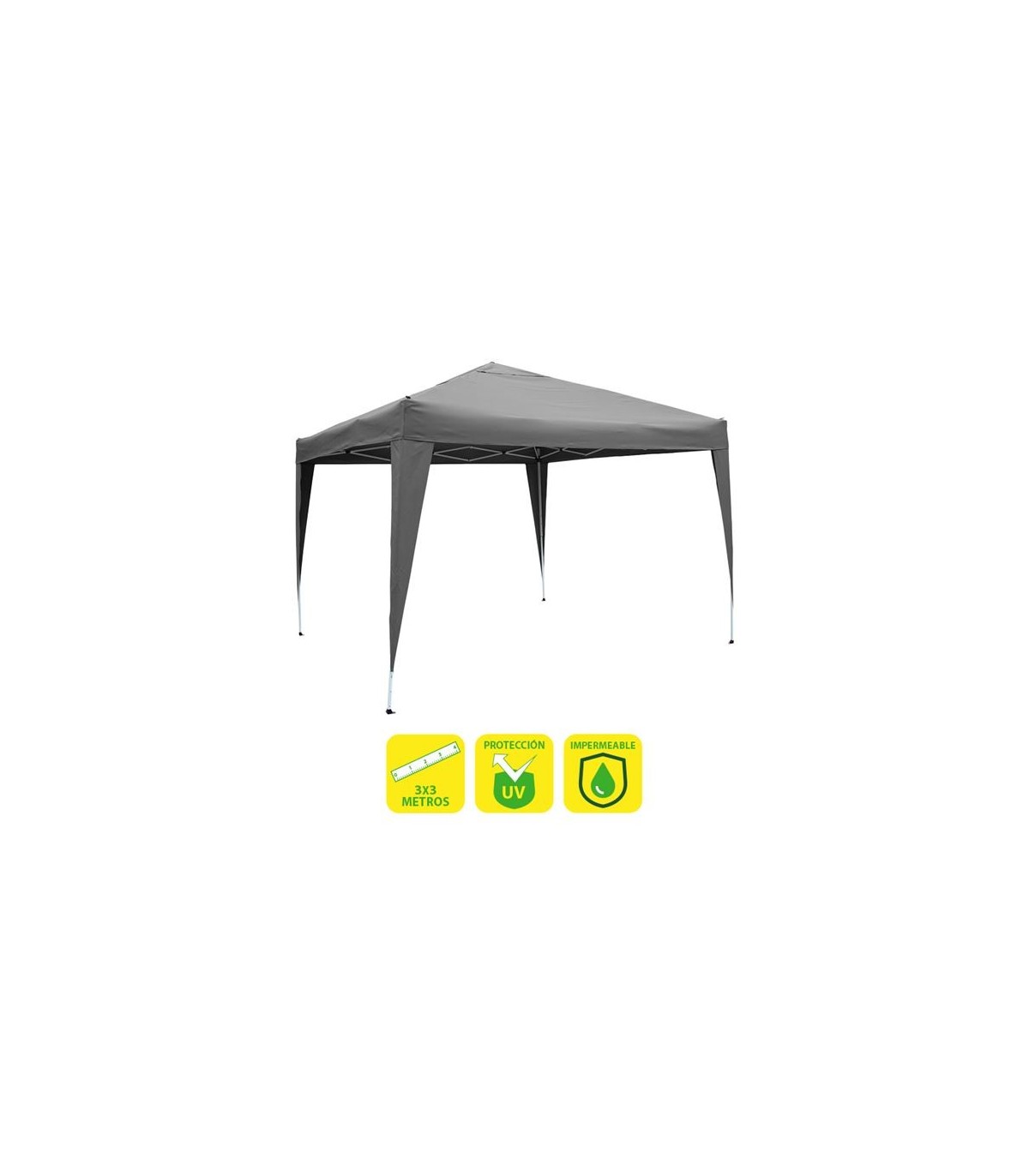 Sungarden Carpa Plegable Acero 3x3m Gris