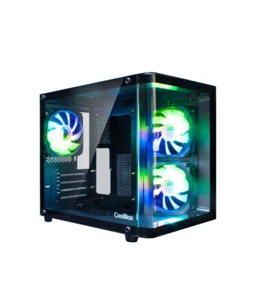 Coolbox GM100 Vision Caja Mini Torre Micro ATX, Mini-ITX - Frontal y Lateral Cristal Templado - Tamaño HDD 2.5" - USB-A 3.0 y Au