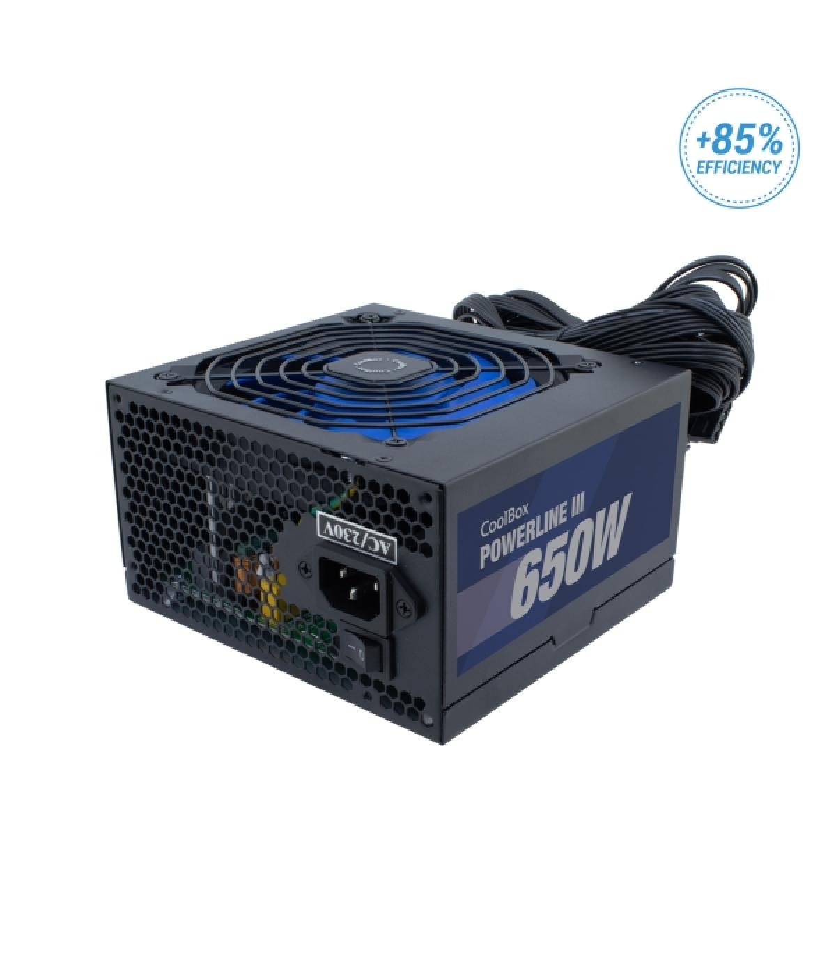 Coolbox PowerLine III 650W Fuente de Alimentacion 650W ATX 12V - PFC Activo - Ventilador 120mm
