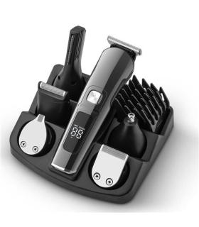 XO CF30 Cortapelos Recargable - 4 Cabezales para Distintas Zonas - 10 Accesorios - 2 Velocidades - Display - Color Negro