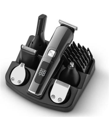 XO CF30 Cortapelos Recargable - 4 Cabezales para Distintas Zonas - 10 Accesorios - 2 Velocidades - Display - Color Negro