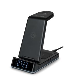 Thomson CL750IS Estacion de Carga por Induccion 4 en 1 - Reloj Despertador y Luz Nocturna - Compatible con Android - Color Negro