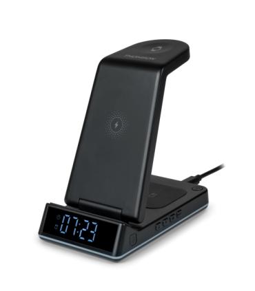 Thomson CL750IS Estacion de Carga por Induccion 4 en 1 - Reloj Despertador y Luz Nocturna - Compatible con Android - Color Negro