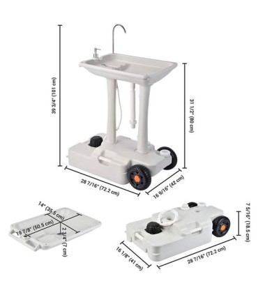 Muvip Carro Portatil para Acampadas - Material de Polietileno de Alta Calidad - Capacidad de 30 Litros - Compatible con Inodoros