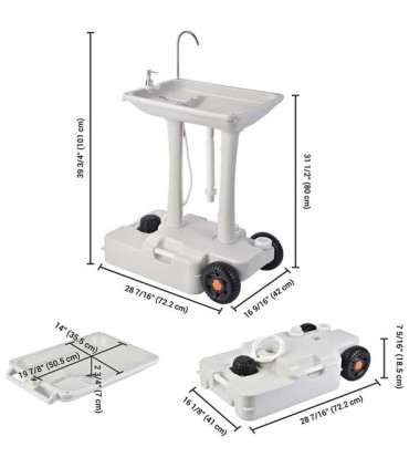 Muvip Carrito de Ducha Portatil - Capacidad 30 Litros - Diseño de Montaje Rapido - Incorpora Colgador para Toalla - Color Blanco