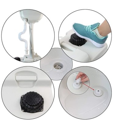 Muvip Lavabo Portatil con Deposito de 17L - Deposito de Jabon 3L - Bomba de Pie con Fuelle - Incorpora Colgador para Toalla