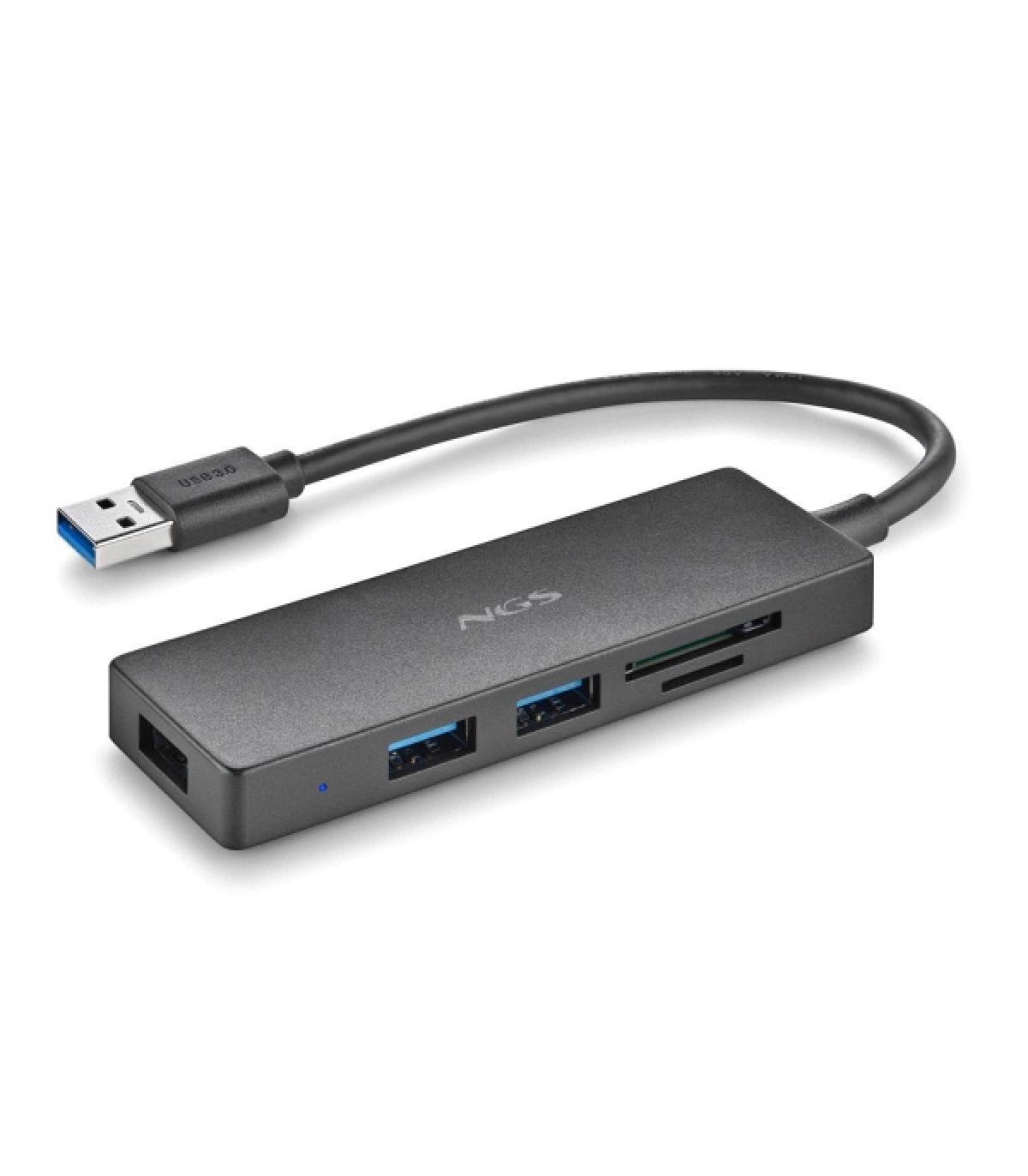 NGS IHUB Reader Hub USB 3.0 - 3 Puertos USB 3.0 - 1 Ranura SD - 1 Ranura MicroSD