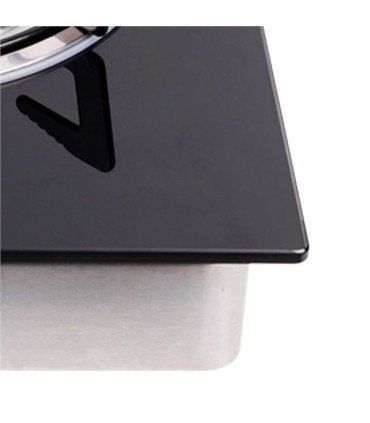 Muvip Cocina de Gas Inox 1 Fuego - Cristal Templado - Encendido Piezoelectrico - Quemador de Hierro Fundido Desmontable