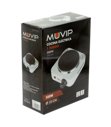 Muvip Cocina Electrica de 1 Placa 500W - 5 Niveles de Potencia - Termostato con Sistema de Seguridad