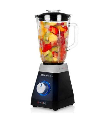 Orbegozo BV 6400 Batidora de Vaso Acero Inoxidable - Potente Motor 500W - Jarra de Cristal 1L - Cuchillas de Titanio - 2 Velocid