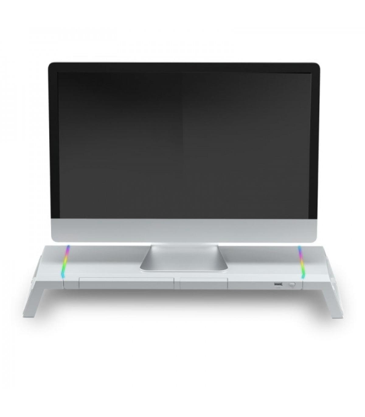 Mars Gaming MGS-ONE Soporte Monitor - Iluminacion CHROMA RGB - Tamaño Ajustable - Ergonomia Optima - Conector USB 2.0 - Stand..