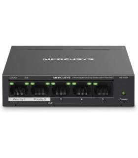 Mercusys Switch 5 Puertos Gigabit RJ45 10/100/1000Mbps - 4 Puertos PoE - Diseño Compacto - Plug & Play - Carcasa de Metal