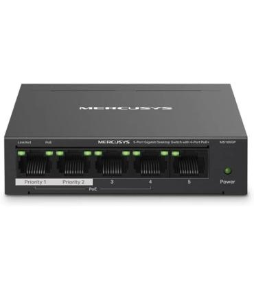 Mercusys Switch 5 Puertos Gigabit RJ45 10/100/1000Mbps - 4 Puertos PoE - Diseño Compacto - Plug & Play - Carcasa de Metal