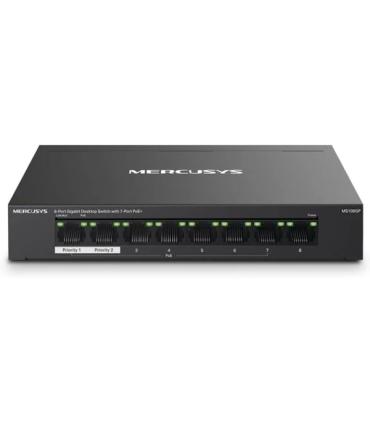Mercusys Switch 8 Puertos Gigabit RJ45 10/100/1000Mbps - 7 Puertos PoE - Diseño Compacto - Plug & Play - Carcasa de Metal