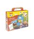 Jovi Play & Fun Kit Pinta con Arena Transport con 8 Botes de Arena + 1 Punzon + 3 Laminas con Diseños de Transportes - Colores..
