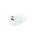 Coolbox Cargador de Pared 20W QC3.0 + PD - USB-A + USB-C - Carga Rapida - Tecnología GaN - Color Blanco
