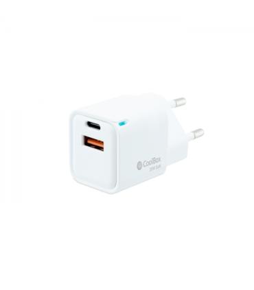 Coolbox Cargador de Pared 20W QC3.0 + PD - USB-A + USB-C - Carga Rapida - Tecnología GaN - Color Blanco